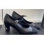 Chanel Crystal CC Logo Lambskin & Grosgrain Heel Mary Janes Black 2024