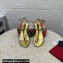 Dolce & Gabbana Patent leather Flat Thong sandals Gold with chain and charm 2024