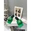 Versace Medusa Buckle Leather Flat Sandals in patent leather Green 2024