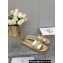 Dior Dway Slides in Gold Calfskin and Embroidered Cotton 2024