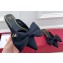 Valentino Un Château Bow Flat Mules Satin Black 2024