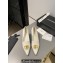 Chanel Heel 7.5cm Metal CC Logo Lambskin Vintage Pumps White 2024