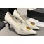 Chanel Heel 7.5cm Metal CC Logo Lambskin Vintage Pumps White 2024