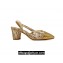 Chanel Heel 6.5cm Slingbacks G31318 Tweed Sequins Gold 2024
