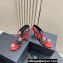 Saint Laurent Heel 11cm Pierre 110 Satin And Leather Crystal Ball Sandals Red 2024