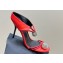 Saint Laurent Heel 11cm Pierre 110 Satin And Leather Crystal Ball Sandals Red 2024