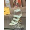 Fendi First leather high-heeled 10cm sandals Light Green 2024