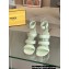 Fendi First leather high-heeled 10cm sandals Light Green 2024