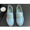 Chanel Calfskin & Metal CC Logo Moccasins G45663 Blue 2024