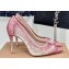 Gianvito Rossi Heel 10cm RANIA Pumps in Mesh White with Pink Crystals 2024