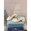Prada Woven Raffia Heel Patent leather Slide Sandals Creamy 2024