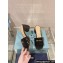 Prada Woven Raffia Heel Patent leather Slide Sandals Black 2024