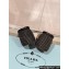 Prada Woven Raffia Heel Patent leather Slide Sandals Black 2024