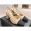 Chanel Heel 9cm Lambskin & Grosgrain Slingbacks G45509 Beige 2024
