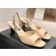 Chanel Heel 5.5cm Lambskin Sandals G45619 Beige 2024
