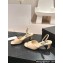 Chanel Heel 5.5cm Lambskin Sandals G45619 Beige 2024