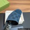 Gucci Heel 7.5cm Women's GG slide sandals 772416 in Denim Blue with black GG crystals 2024
