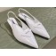 Prada Heel 4cm Brushed leather slingback pumps with triangle logo White 2024