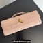 Bottega Veneta Long Clutch Andiamo With Handle Intrecciato leather bag Nude Pink with metallic knot closure 2024