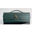 Bottega Veneta Long Clutch Andiamo With Handle Intrecciato leather bag Emerald green with metallic knot closure 2024