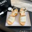 Chanel Fabric & Patent Calfskin Sandals G45555 Beige 2024