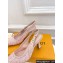 Louis Vuitton Heel 6.5cm Lace Sparkle Slingback Pumps Nude 2024