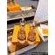 Louis Vuitton Heel 9cm Platform 6cm Calf leather LV Isola Wedge Sandals Brown 2024