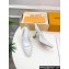 Louis Vuitton Heel 9.5cm Lace Sparkle Slingback Pumps White 2024