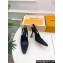 Louis Vuitton Heel 9.5cm Lace Sparkle Slingback Pumps Black 2024