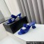 Chanel Kid Suede & Imitation Pearls Mules G45685 Blue 2024