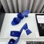 Chanel Kid Suede & Imitation Pearls Mules G45685 Blue 2024