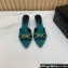 Saint Laurent Heel 4cm le maillon mules with a cable-link chain in Denim Green 2024