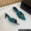 Saint Laurent Heel 4cm le maillon mules with a cable-link chain in Denim Green 2024