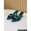 Saint Laurent Heel 4cm le maillon mules with a cable-link chain in Denim Green 2024
