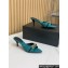 Saint Laurent Heel 4cm le maillon mules with a cable-link chain in Denim Green 2024