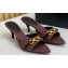 Saint Laurent Heel 4cm le maillon mules with a cable-link chain in Denim Coffee 2024