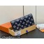 Louis Vuitton Monogram Shadow calfskin leather Brazza Wallet Ink Blue/White 2024