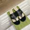 Gucci Women's Interlocking G cut-out thong slide sandals 782411 Black 2024