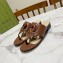 Gucci Women's Interlocking G cut-out thong slide sandals 782411 Brown 2024