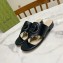 Gucci Women's Interlocking G cut-out thong slide sandals 782411 Black 2024
