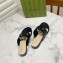 Gucci Women's Interlocking G cut-out thong slide sandals 782411 Black 2024