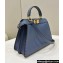 Fendi Peekaboo ISeeU Small Bag Blue Selleria with 556 hand-sewn stitches 2024