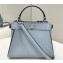 Fendi iconic Peekaboo Mini Bag Light blue Selleria with 220 hand-sewn topstitches 2024