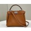 Fendi iconic Peekaboo Mini Bag Brown Selleria with 220 hand-sewn topstitches 2024