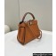 Fendi iconic Peekaboo Mini Bag Brown Selleria with 220 hand-sewn topstitches 2024