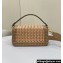 Fendi Medium Baguette Bag Sand and brown interlaced leather and raffia 2024