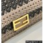 Fendi Medium Baguette Bag Black and Dove Gray interlaced leather and raffia 2024