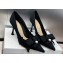 Dior Heel 8cm Adiorable Pumps in Black Fringed Grosgrain with Bow and Pearl 2024