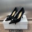 Dior Heel 8cm Adiorable Pumps in Black Fringed Grosgrain with Bow and Pearl 2024