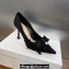 Dior Heel 8cm Adiorable Pumps in Black Fringed Grosgrain with Bow and Pearl 2024